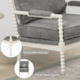 thumbnail image 4 of Velvet Spindle Accent Chair with Ottoman, Vintage Frame with Linen Fabric, Modern Lounge Reading Chair with Armrest Pads & Thick Cushions, White+Gray, 4 of 7