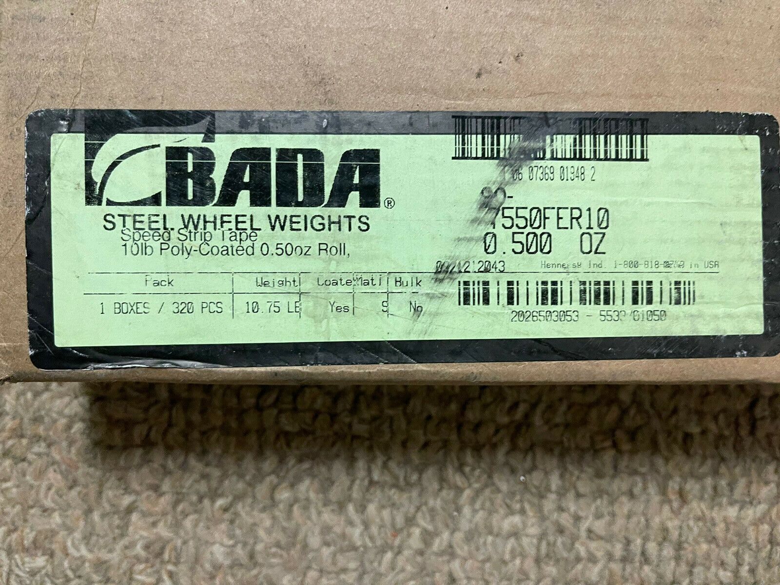 Bada Speed Strip Tape Poly Coated Steel Wheel Weights 10lb, 0.50oz Roll