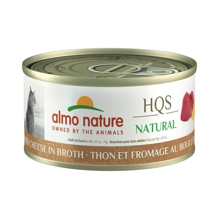 BEST BY 10/06/2026)) Almo Nature: HQS Natural Cat 24 Pack: Tuna & Cheese In Broth - 2.47oz Cans Supplemental Adult Cat Canned Wet Food Limited Ingredient Grain Free