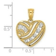 thumbnail image 2 of 14k Two-tone Gold Love Heart Pendant Necklace Cut-out With Stars and Stripes 27.5x24mm Wide Pendant for Women, 2 of 2