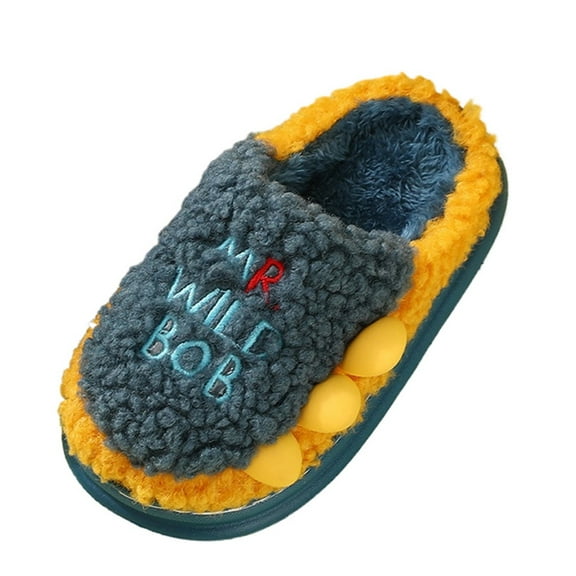 Ketyyh-chn99 Slippers for Kids Winter Warm Shoes Cute Kids Slippers for Girls Boys Soft Plush Non-Slip Toddler House Slippers Little Kids Slippers Indoor Outdoor Size for US 9.5,Navy