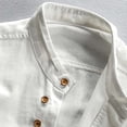 thumbnail image 5 of Migroa Men's Linen Shirts Long Sleeve Shirts Casual Button Down Banded Collar Shirt Beach Summer Tops Spread Collar Beach Plain Tops White M, 5 of 5