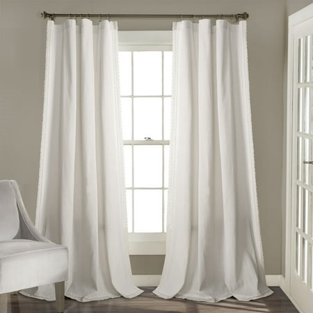 120"x54" Rosalie Rod Pocket Light Filtering Window Curtain Panels White - Lush Décor
