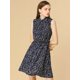 thumbnail image 5 of Vestido Sin Mangas Allegra K Día de San Patricio Cinturón Estampado Por Encima De La Rodilla Rama de flor azul oscuro M, 5 of 6
