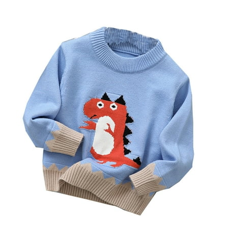 

WUXIAN Toddler Boys Girls Winter Long Sleeve Sweater Knitted Dinosaur Pattern Baby Clothes Outwear Infants Children Simple Dailywear