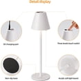 thumbnail image 3 of (White) Modern LED CordlessTable Lamp,4000mAh Rechargeable Battery Desk lamp,3 Level Brightness Night Light, Metal Shell,Minimalist Design, for Couple Dinner/Coffee Table/Restaurant/Bedroom, 3 of 5