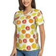 thumbnail image 5 of Yiaed Lemon Orange Print Women's T Shirt V-Neck Short Sleeve Shirt Casual Breathable Tee Summer Tops-Large, 5 of 5