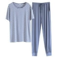 thumbnail image 4 of snilers Mens Pajamas Set Casual Loose Matching Pjs Sets Short Sleeve Shirts Stretch Closed Bottom Sweatpant 2 Piece Outfits, 4 of 4