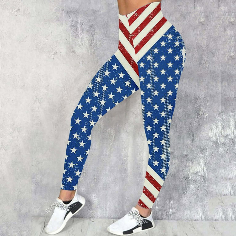 SZXZYGS Yoga Pants Women Plus Size Long Women Casual Fourth Of July  Independence Day Printed Athletics Leggings Long Pants 