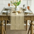 thumbnail image 4 of Sm:)e Burlap Brown Farmhouse Woven Rustic Hollow Table Runner, Boho Table Runner 12x48 Inch, Dining Kitchen Home Decor, 4 of 7