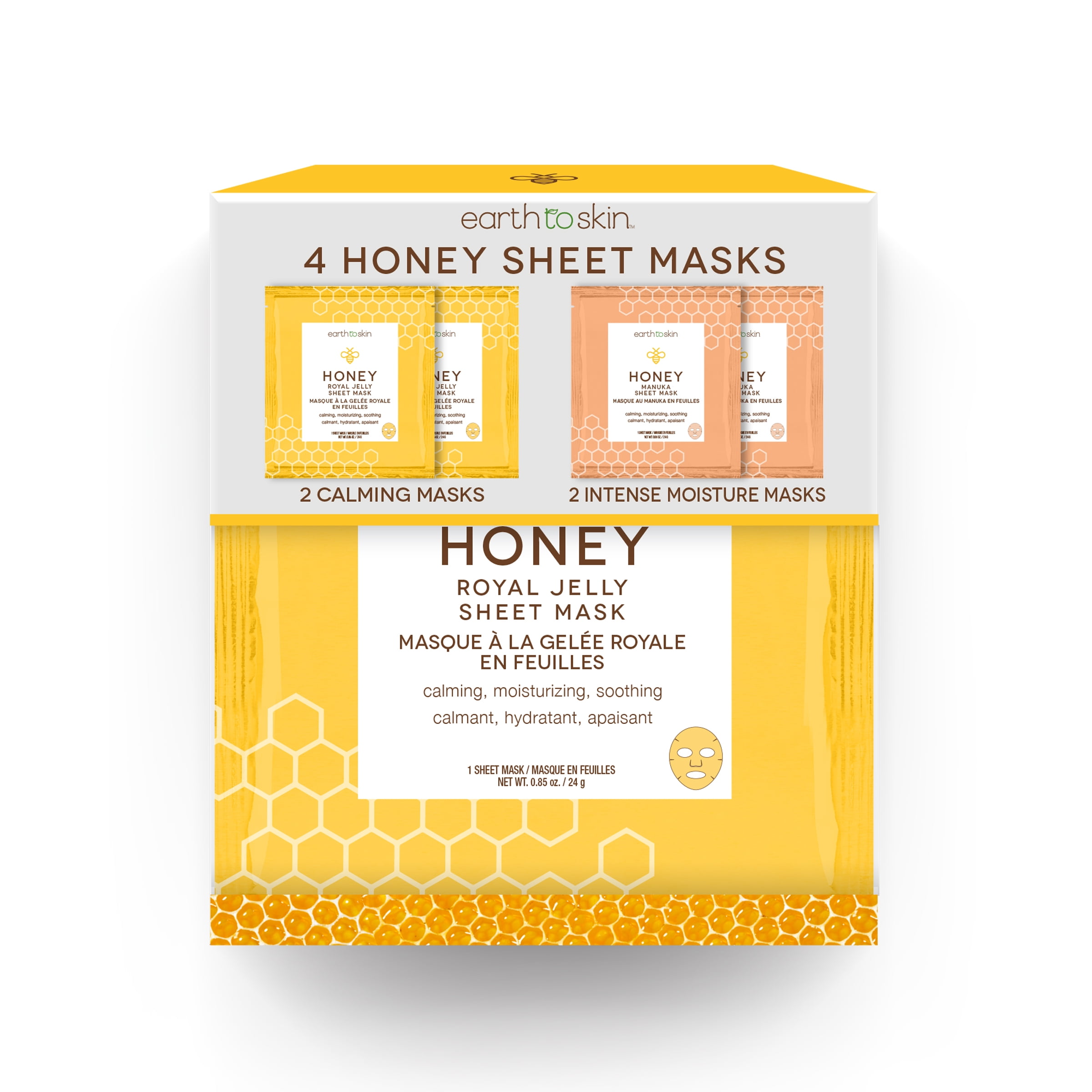 Earth to Skin Honey Royal Jelly Sheet Masks 4 Pack