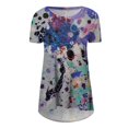 thumbnail image 3 of Blouses à Manches Courtes pour Femmes Blouses d'Été Imprimées Col Rond Ample Chandail Manches Courtes Blouse Femmes Manches Courtes Blouse Femmes Manches Courtes Blouses pour Femmes, 3 of 5