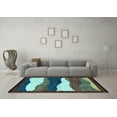 thumbnail image 3 of Ahgly Company Indoor Round Oriental Light Blue Modern Area Rugs, 6' Round, 3 of 4