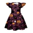 thumbnail image 4 of Halloween Toddler Girls Dress Pumpkin Ghost Print Dresses Flutter Sleeve 2-8Y, 4 of 4