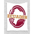 thumbnail image 1 of Ecuador Tapestry, Grungy Travel Stamp Looking Political Map South America Print, Wall Hanging for Bedroom Living Room Dorm Decor, 40W X 60L Inches, Dark Orange Raspberry and White, by Ambesonne, 1 of 2