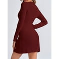 thumbnail image 4 of Long Sleeve Womens Sweater Dress Bodycon Crew Neck Fall Slimming Knit Mini Dresses, 4 of 7