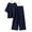 Navy, variant on Summer Sets Women 2 Piece Outfits Loose Casual Solid Color And Linen 3/4 Sleeved Tops+Pants Outwear Set Army Green 5XL