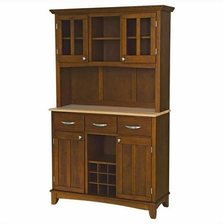Bowery Hill Wine Rack Buffet With 2 Door Hutch In Cherry Wood Bowery Hill Wine Rack Buffet With 2 Door Hutch In Cherry Wood