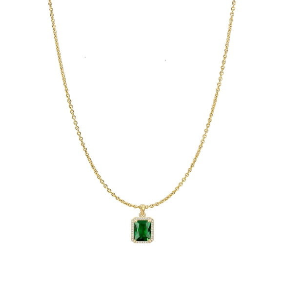 Collar Xtellar De Oro De 14k Para Mujer Con Circonitas Cúbicas Verde