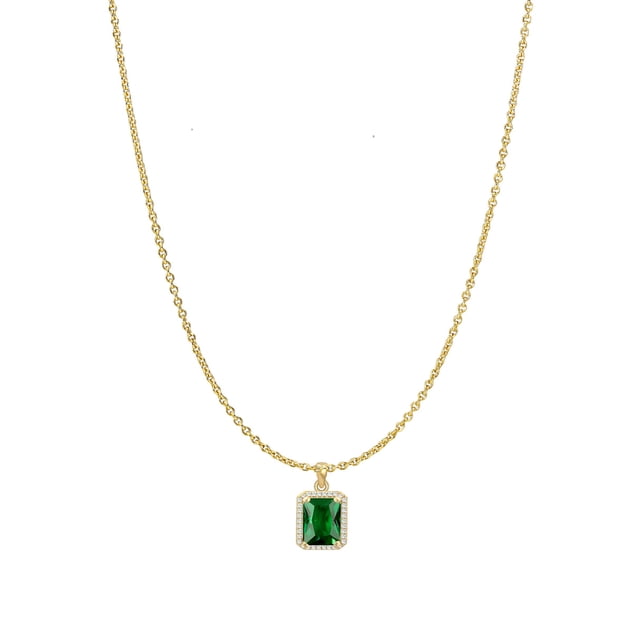 Collar Xtellar De Oro De 14k Para Mujer Con Circonitas Cúbicas Verde
