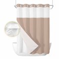 thumbnail image 2 of Warm Beige No Hook Shower Curtain Waterproof, Bathroom Curtains with Snap in Liners and See Through Top Window, Solid Color Farmhouse Beige Hotel Style Bathtub Curtains Shower 72"Wx96"L, 2 of 8