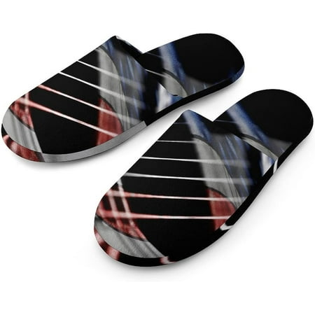 

American Guitar Flag Men s House Slippers Closed Toe Cotton Shoes For Spa Home Hotel