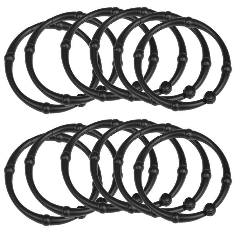 Utopia Alley Shower Victoria Curtain Rings, Rustproof Zinc Shower Curtain Rings for Bathroom Shower Rods Curtains - Set of 12- Black