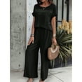 thumbnail image 6 of YNIQUE Spring and Summer Casual Fashion Solid Color Short-Sleeved Trousers Suit, 6 of 7