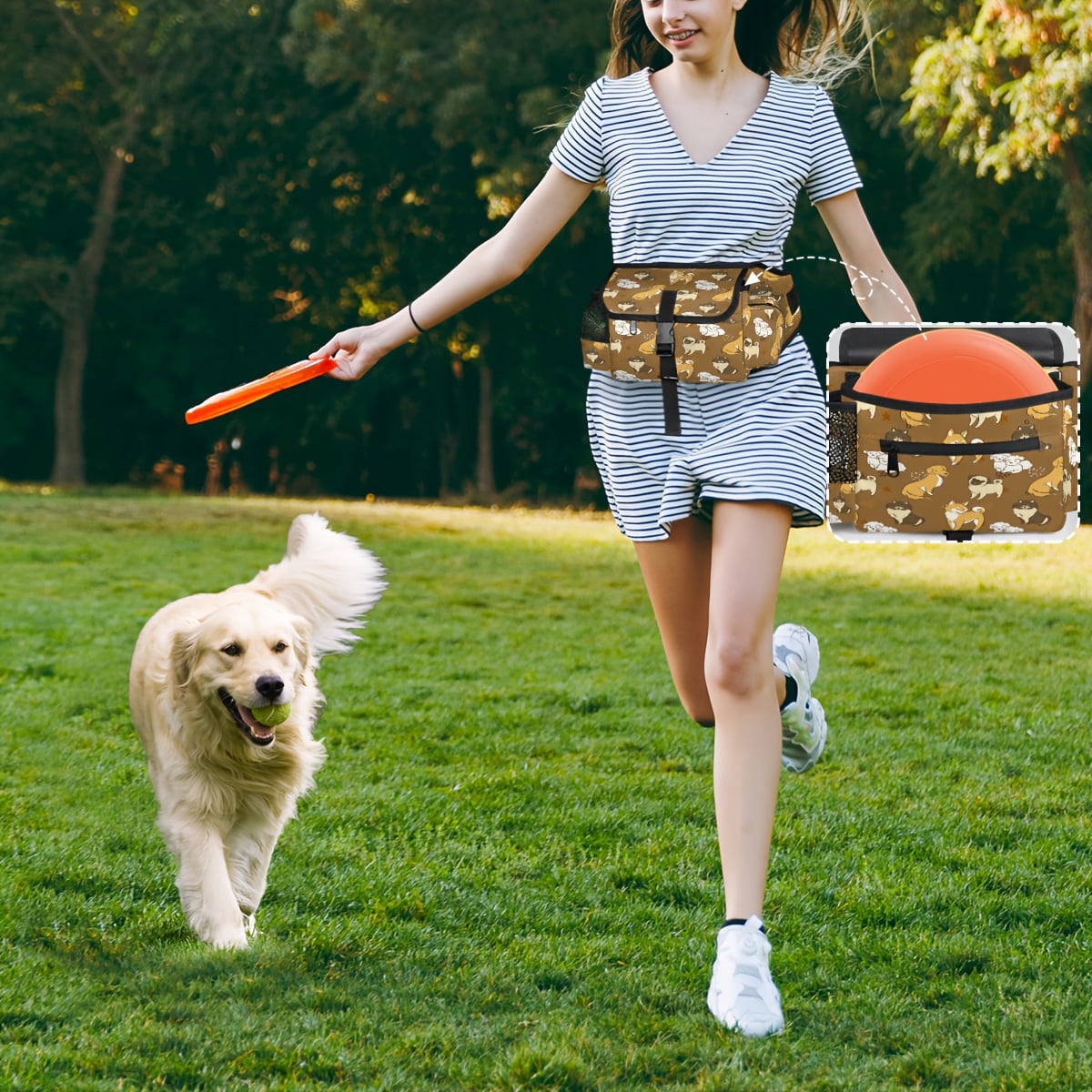 Cute Dog Pattern Pet Walking Fanny Pack