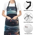 thumbnail image 6 of Honeii Astronaut Helmet Reflections Print Waterproof Apron, Adjustable Kitchen Apron with Pockets,for Gardening, Dishwashing, Meat Processing, Car Washing, and Pet Grooming, 6 of 8