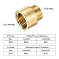 thumbnail image 2 of Uxcell G1/2 Female to G1/2 Male Thread 15mm Brass Extension Pipe Fitting 2 Pack, 2 of 5
