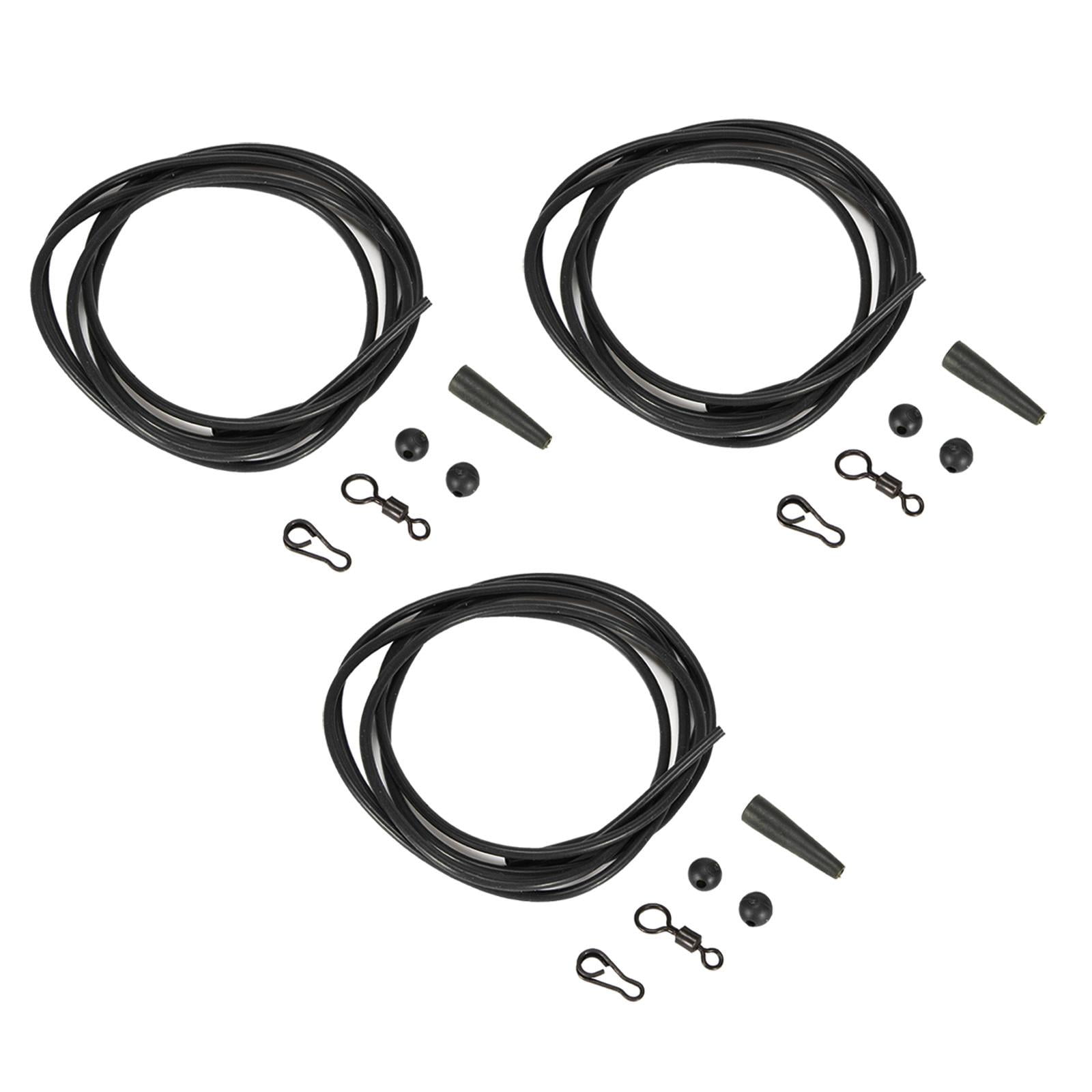 Aymzbd 3 Sets Pre-Rigged Fishing Platform Tube Hair Rig Sleeves Bearing Swivel Black