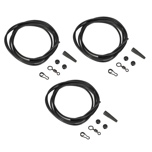 S SERENABLE 3 Sets Silicone 1m Fishing Rig Tubing Carp Fishing Pre Rigged Helicopter Chod Black