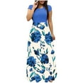 thumbnail image 2 of Women's Maxi Dresses Floral Vintage Elegant Long Dress Tunic Waisted Sundress Summer Casual Short Sleeve Midi Dress,Empire Waist Elegant Dresses for Women 2024, 2 of 5