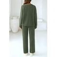 thumbnail image 2 of PRETTYGARDEN Women's 2 Piece Pullover Sweater Set Oversized V Neck Top Wide Leg Pants Fall Winter Fuzzy Lounge Outfit, 2 of 8
