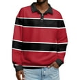 thumbnail image 2 of QHRMKOG Mens Polo Shirts Long Sleeve Loose Fit Striped Polo Shirt Casual Collared Golf Tshirt Fashion Pullover Tops Red L, 2 of 6