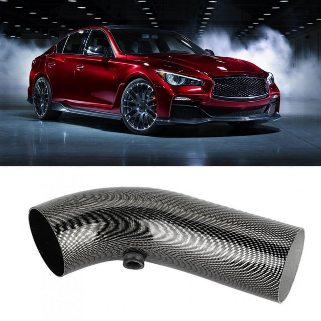Air Intake Pipe, 75mm Universal Car Carbon Fiber Look Steel Cold Air Intake Pipe Improve Power Better Throttle Response Universal Accessory