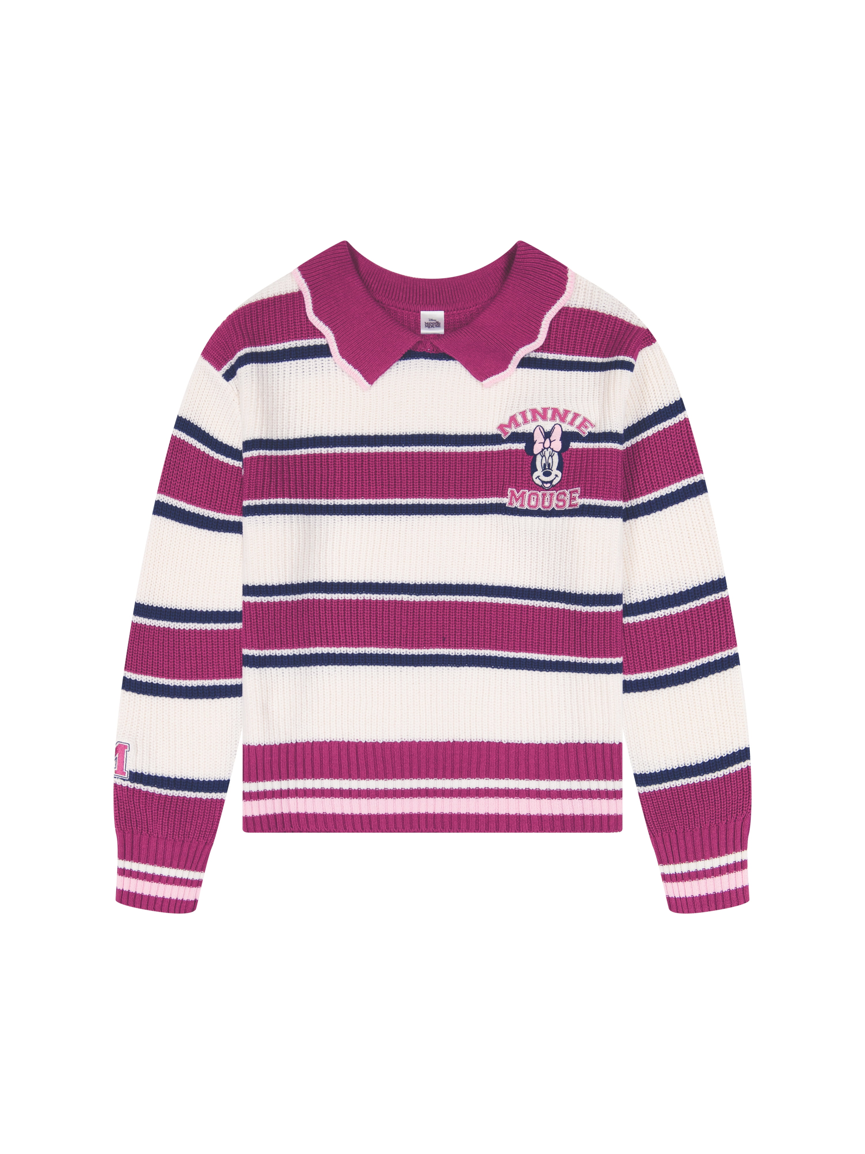 Disney Minnie Mouse Women's Graphic Striped Long Sleeve Sweater, Sizes XS-3XL