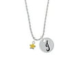 thumbnail image 2 of Delight Jewelry Silvertone Mini Yellow Star Silvertone Script Initial Disc - J - Charm Necklace, 20"+3", 2 of 4