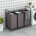thumbnail image 6 of SUOERNUO 3-Bag Laundry Sorter Cart with Wheels – Heavy Duty Rolling Hamper with Removable Bags for Laundry Room Organization (Brown), 6 of 9