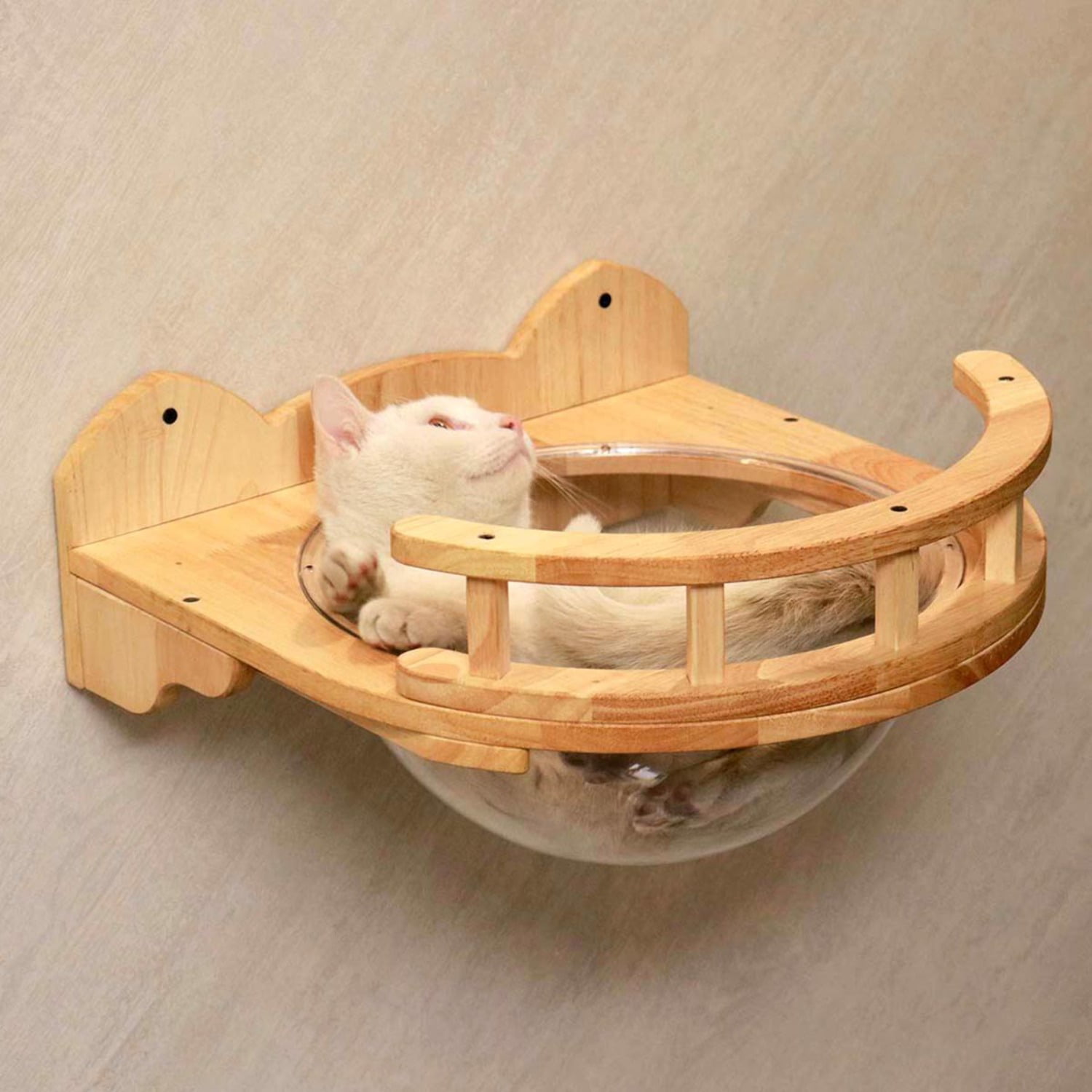 PETOMG Cat Shelf Wall, Cat Climbing Wall, DIY Cat Shelves | Cat Wall Mounted Set | Rubberwood