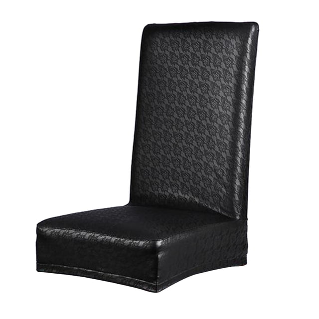 PU Dining Room Chair Cover Wedding Kitchen Decorative Protector Universal Size black