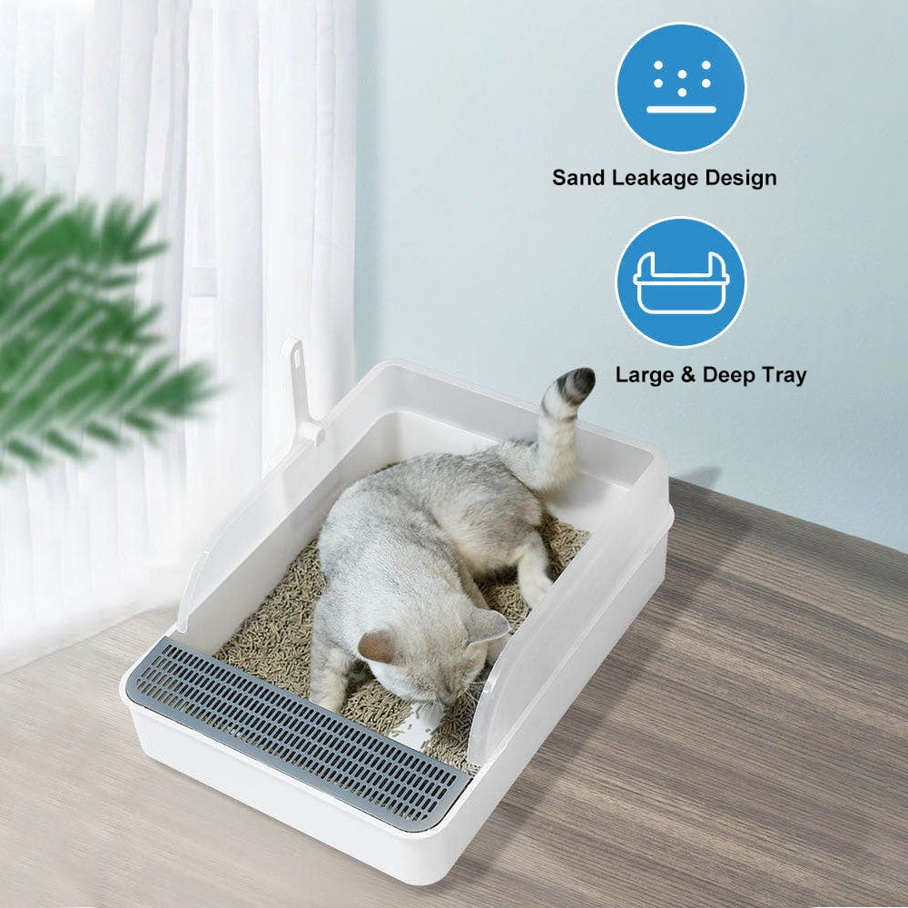 Litter Semi-Enclosed Cat Litter Box Detachable Anti- Non-Sticky Kitty Litter Tray Cat Toilet With Litter Scoop