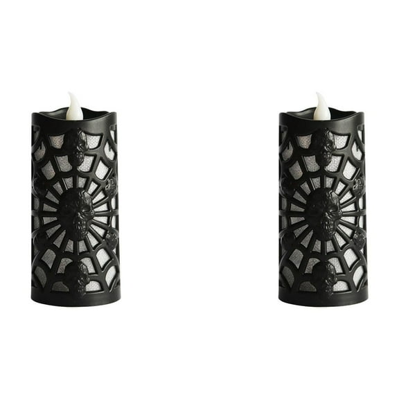 2PCS Halloween Flameless Candle Lights - Orange LED Flickering Candles Battery Operated - Realistic Votive Tea Lights for Pumpkin Decor, Thanksgiving, Christmas, Party & Festival Decoration