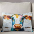 thumbnail image 3 of Colorful Cow Throw Pillow Cover 16 x 24 Inch Decorative Pillow Cover Farmhouse Modern Oil Abstract Painting Lumbar Pillowcase Seasonal Rectangle Cushion Case for Couch Sofa Bed Living Room, 3 of 7