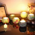 thumbnail image 2 of Set Of 6 Mosaic Glass Tea Light Candle Holders, Decorative Votive Candle Stand, Round Candle Holder Centerpieces For Table, Wedding, Party, Home Decor, 2 of 5