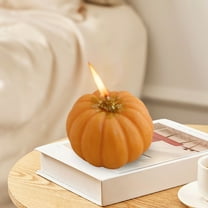 Fall Danhjin Pumpkin Candle, Halloween Fall Scented Candles with Spiced Pumpkin, Natural Pumpkin Shaped Candle for Thanksgiving Fall Home Decor, 3.42x2.16in