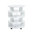 thumbnail image 2 of Miniyam 360° Rotating Shoe Rack Tower, 4 -Tier Revolving Wood Round Shoe Organizer for 16 Pairs Shoes, White, 2 of 8