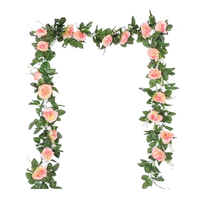 Virelaxpo Guirlande de Vigne de Roses Rouges Artificielles de 220 cm de Long avec 16 Fleurs Réalistes, Décor de Scène Romantique de la Saint-Valentin pour Mur, Manteau de Cheminée et Table