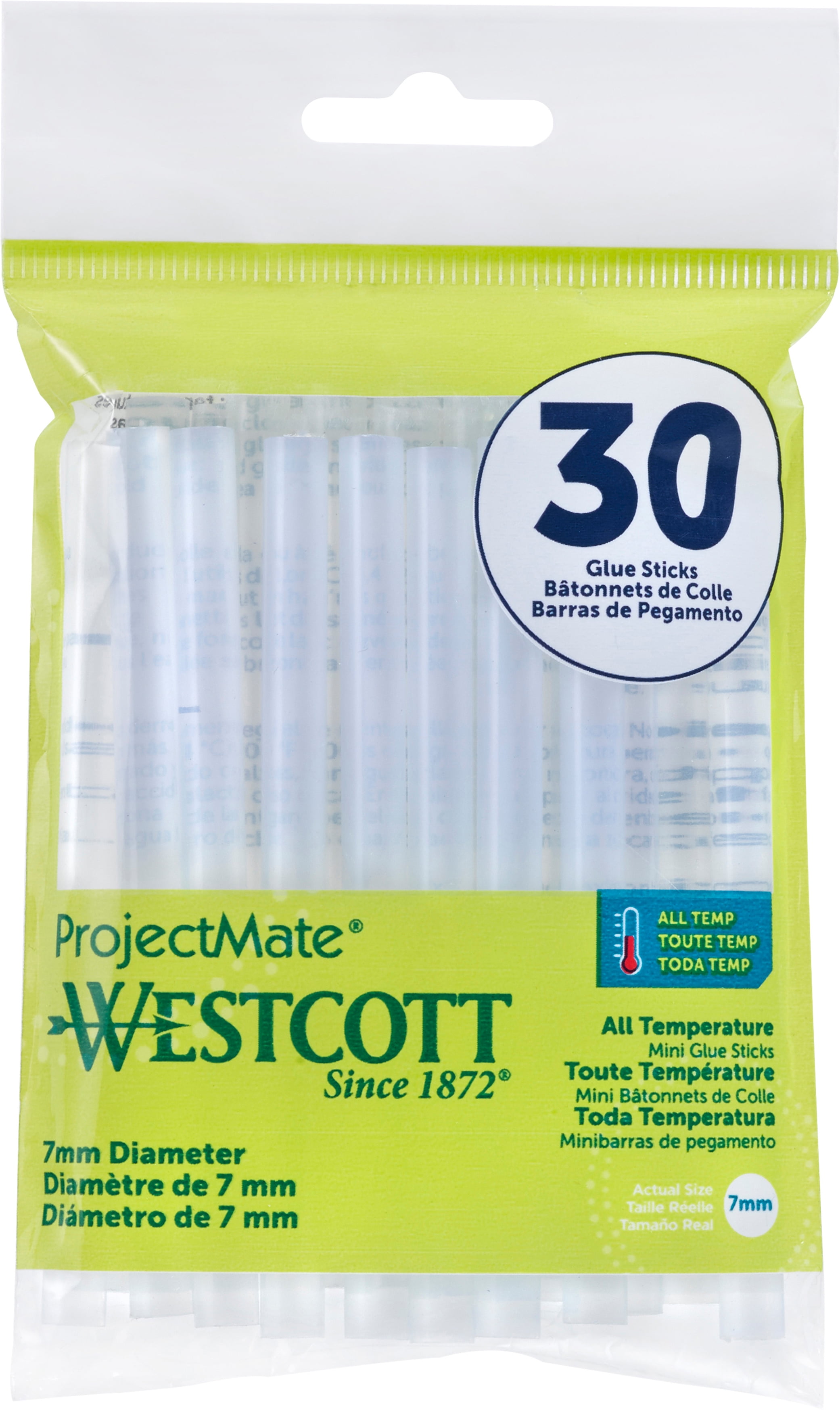 Westcott Premium Mini Glue Sticks, All Temperature, 30-Pack